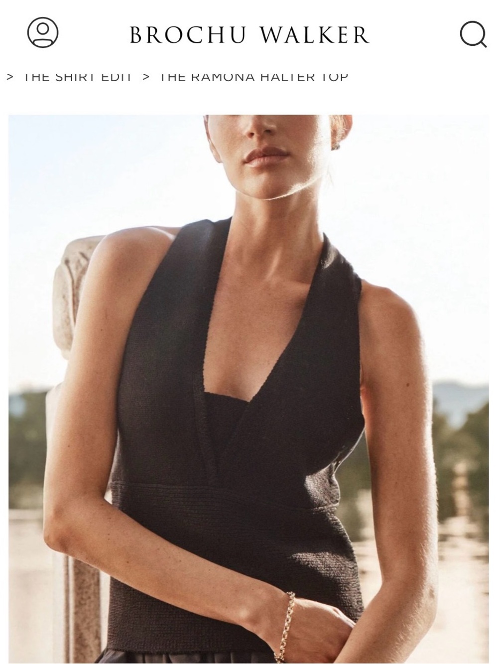 Brochu Walker Ramona Halter Top in Black Onyx